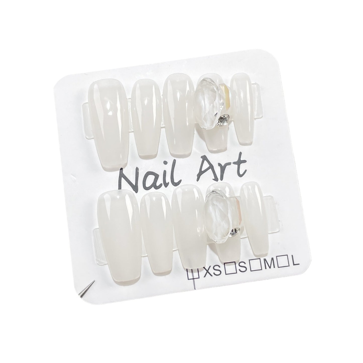 Simple Pile Rhinestone Hand-Worn Nail Temperament High Cold Atmosphere Mid-Length Nail Stickers Wearable Nail Sticker