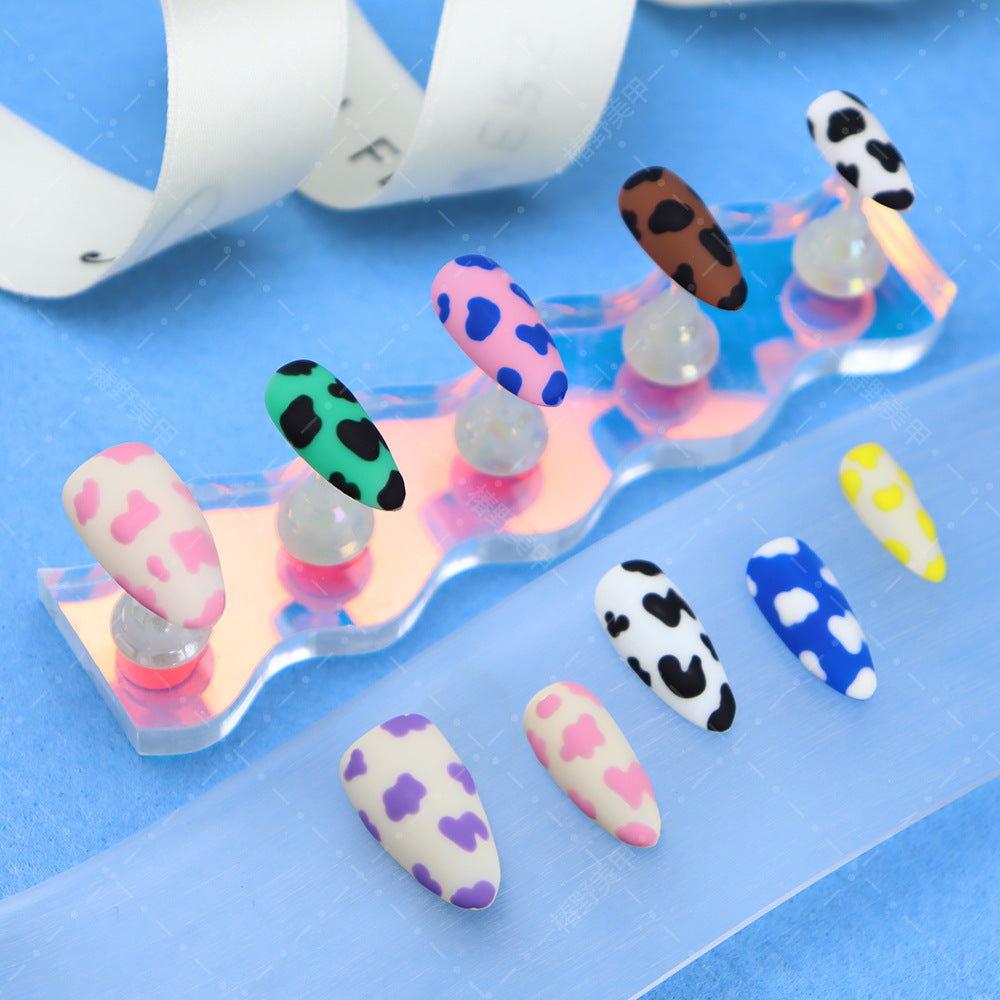 Cross-Border Supply Nail Stickers Summer Dopamine Frosted Advanced Texture Hand Painted Cows Pattern Wear Armor One Piece Dropshipping