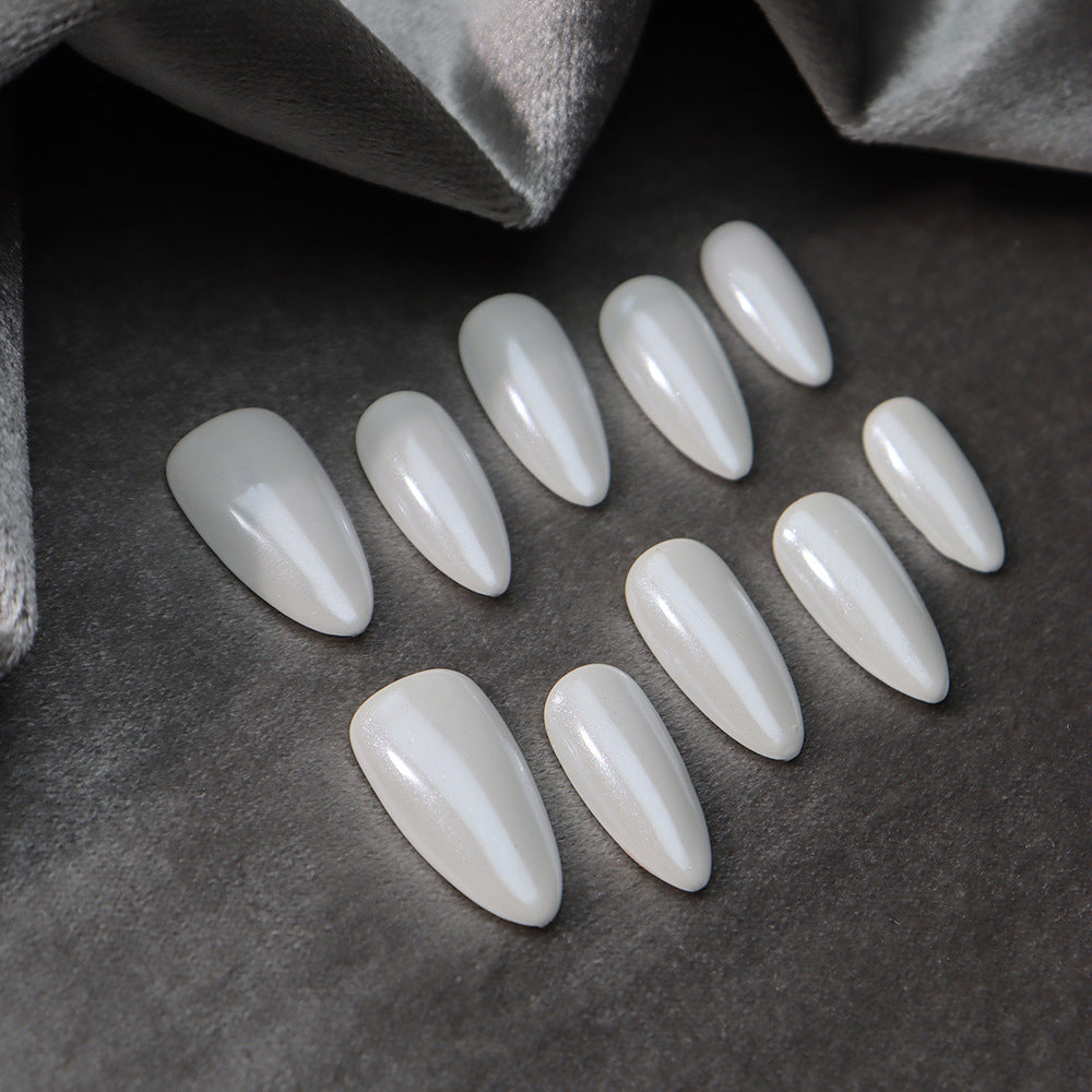 Solid Color European and American Style Metal White Wear Armor Almond-Shaped Fashion All-Matching Nail Stickers ins Wind