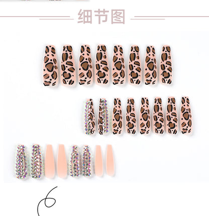 Wear Armor Nail Tip Wholesale Frosted Leopard Print Full Diamond Nail Stickers Nail Tip Wholesale Fake Nails press on nails