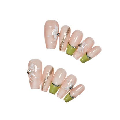 Handmade Wear Armor High-Grade Nail Stickers Hand-Made Short French Gentle White Summer Fake Nails