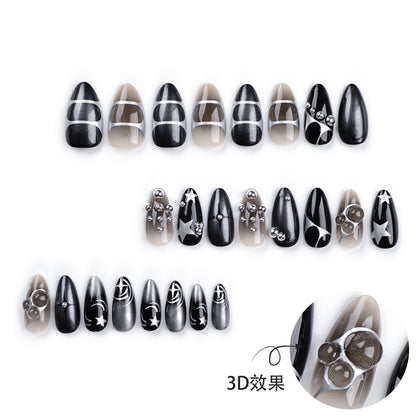 XINGX Pearl Almond Wear Armor Advanced Dark Hot Girl Fake Nails Removable Europe and America Cross Border Nail Tips