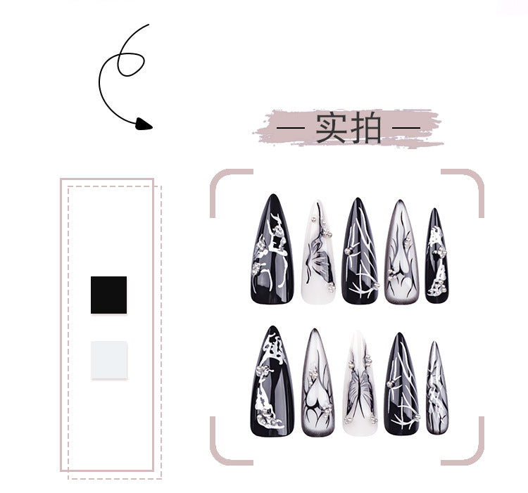 Dark Cool Spicy Best Seller in Europe and America Nail Tips Love Butterfly Wearable Fake Nails fake nails Wear Armor