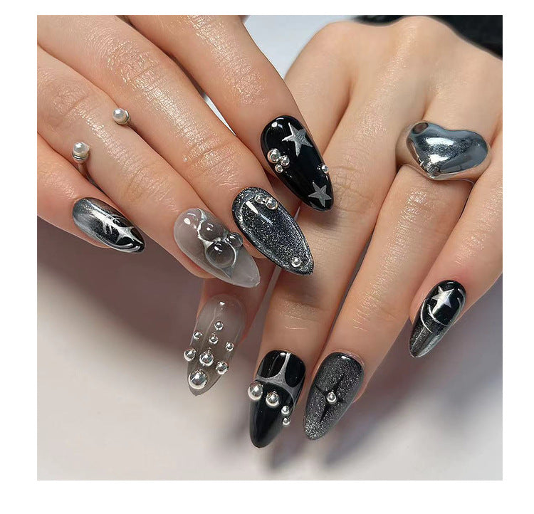 XINGX Pearl Almond Wear Armor Advanced Dark Hot Girl Fake Nails Removable Europe and America Cross Border Nail Tips