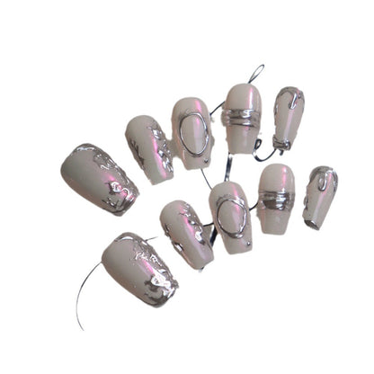 Secret Simple High-Grade Hand-Worn Armor High Quality Silver Magic Mirror UV Nail Beauty Temperament Fake Nail Tip