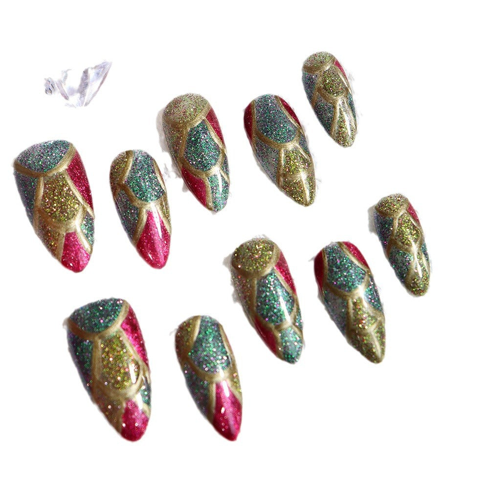 Manufacturers Wear Armor Handmade Advanced Handmade Contrast Color Dragon Scale Hot Girl ins Wind Finished Nail Beauty Patch One Piece Dropshipping