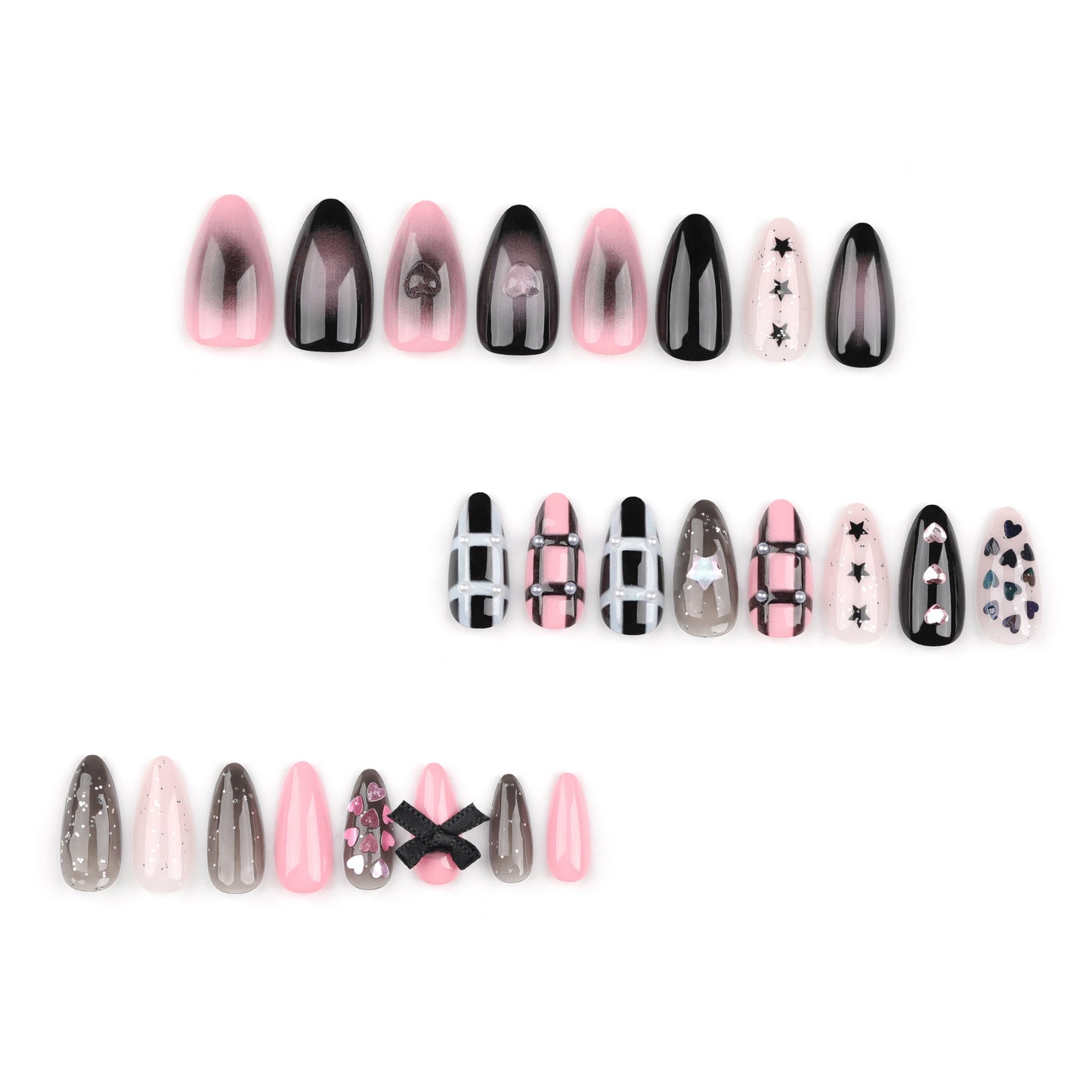 24Cool and Spicy Nail Beauty Love Blooming Wear Nail Fake Nails Almond Bow XINGX Nail Tip Wholesale