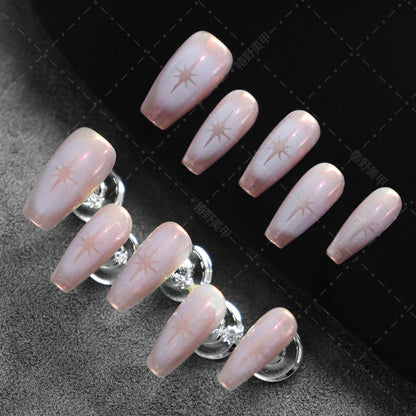 New Autumn/Winter Wear Armor Small Sweet Potato ins Wind Chasing Star Cat's Eye Hollow Spray Painting Handmade Removable Nail Stickers