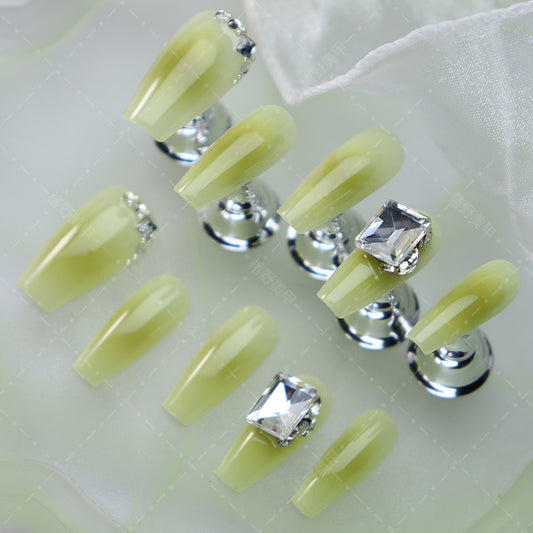 Popular Blooming Wear Armor European and American Fashion Summer Lime with Diamond Light Luxury White UV Nail Beauty10Cross-Border Generation