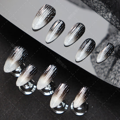 European-Style Handmade Removable Wear Nail Sweet Cool Hot Girl Style Gradient Brushed Thin and Glittering Nail Stickers Removable Finished Product