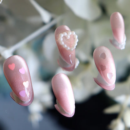 Thin and Glittering Pink Love Cat Eye Wear Nail Pearl Simple Sweet Pure Cute Sweet Girl Nail Stickers A300