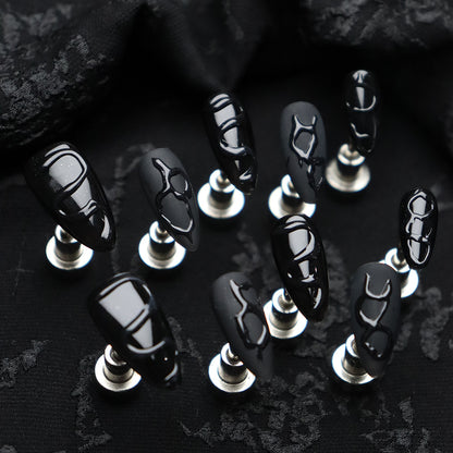 New Style Hand-Made Handmade Black Three-Dimensional Hot Girl Sweet Cool White Dark Shadow Fake Nail Tip Phototherapy