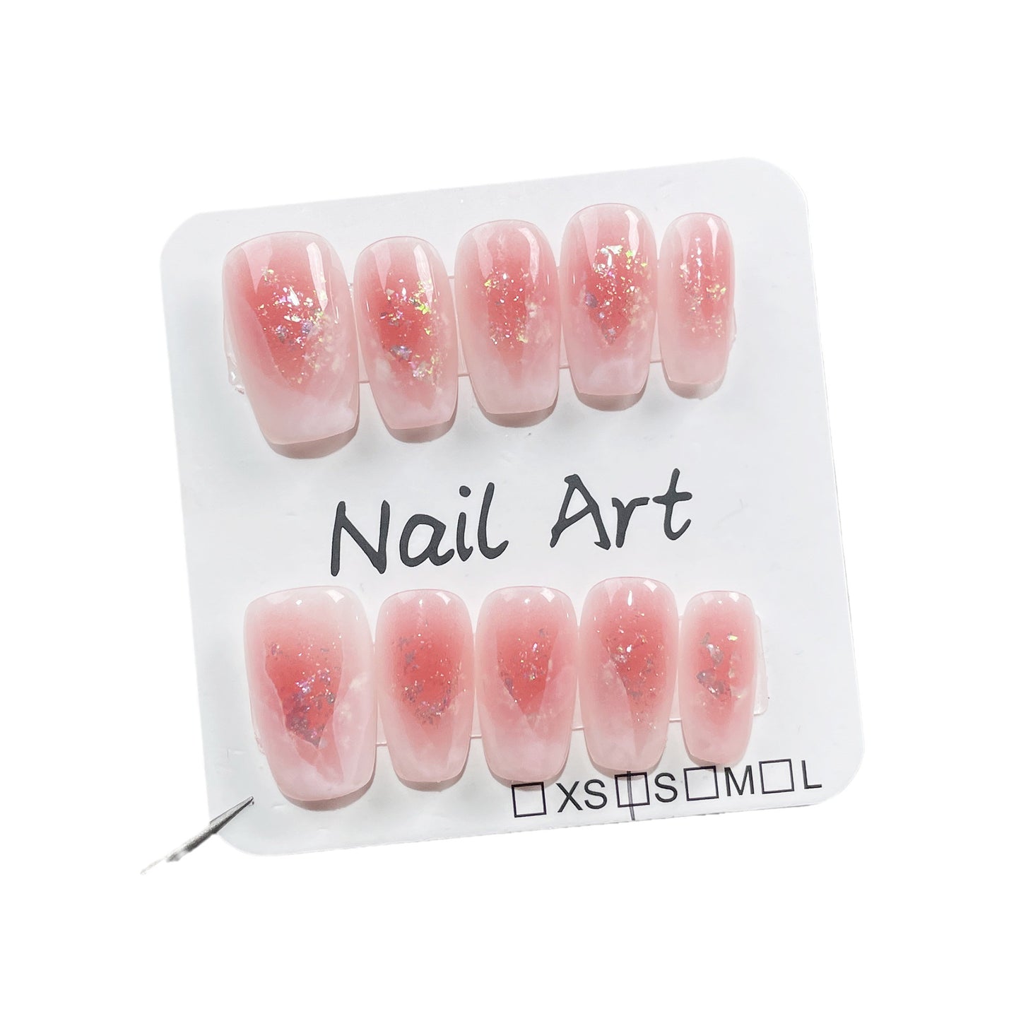 Blush Manicure Opal Pearlescent Watercolor Blooming Short Handmade Wear Nail Patch Simple Wearable Nail Sticker