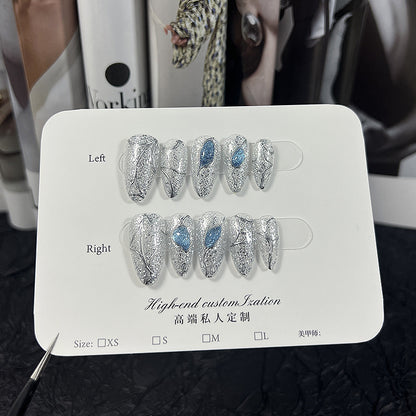 Three-Dimensional Cat's Eye Irregular Metal Light Luxury Handmade Wear Armor Cross-Border European and American Style Nail Stickers