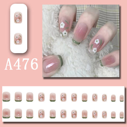 Wear Nail Beauty Nail Piece Sweet Fairy Nail Shaped Piece Cute Girl Pure Desire Blush Nail Ice Transparent New Fake Nails