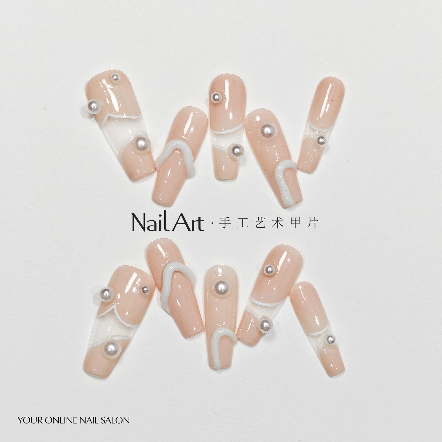 Handmade Wear Armor High-Grade White Nail Stickers Autumn and Winter Handmade High-Quality Goods Fake Nail Tip Wholesale