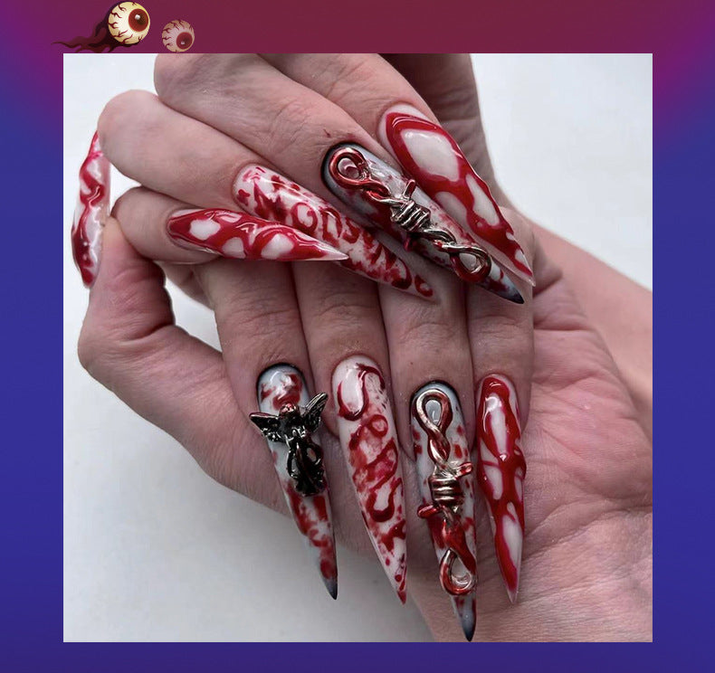 Halloween Super Long Tip Nail Best Seller in Europe and America Angel Wear Nail3D Blooming Fake Nails press on nails