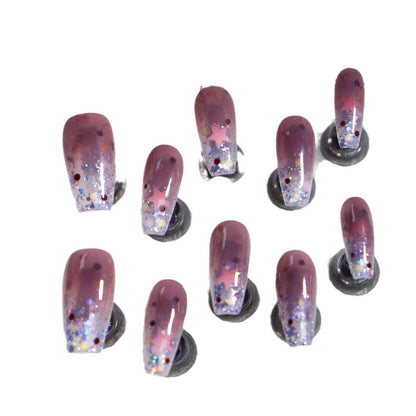 Gradient XINGX Flash Mid-Length Ladder Hand-Worn Armor Blooming Purple Diamond in the Debris UV Nail Beauty Patch Wearable