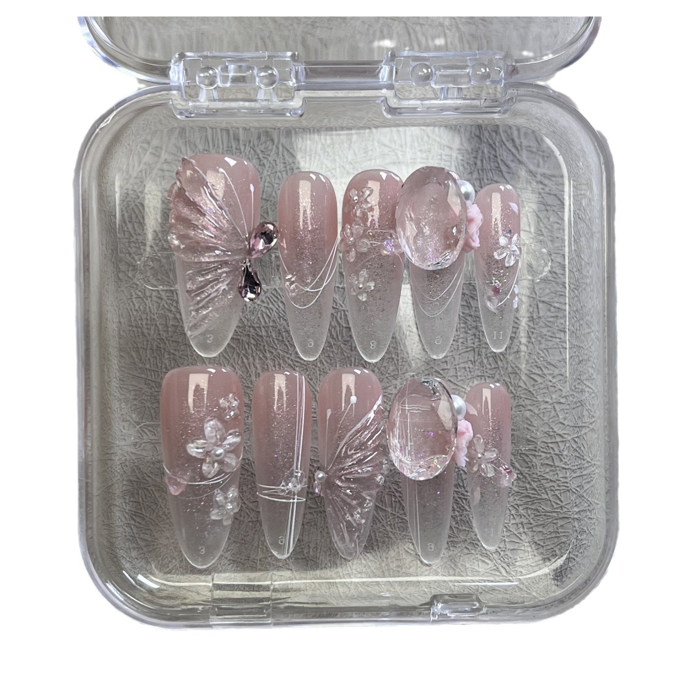 Ice Transparent Three-Dimensional Butterfly Light Luxury Temperament Show White Model Handmade Wear Nail Ice Butterfly