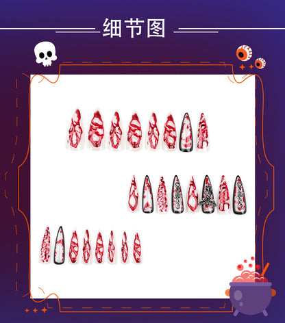 Halloween Super Long Tip Nail Best Seller in Europe and America Angel Wear Nail3D Blooming Fake Nails press on nails