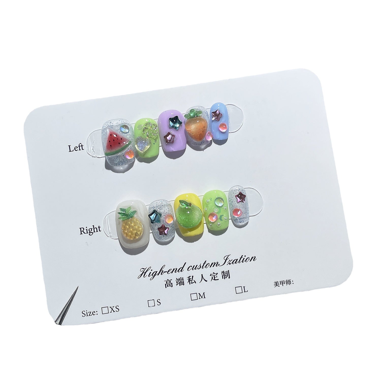 Handmade Wear Nail Three-Dimensional Fruit Fresh Cartoon Nail Stickers Wearable Nail Sticker Cute Fake Nails