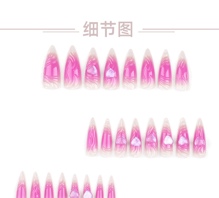 Pink3D Love Heart Internet Celebrity Best-Selling Nail Beauty Wear Nail Best Seller in Europe and America Super Long Tip Fake Nails Blooming Nail Tip Wholesale