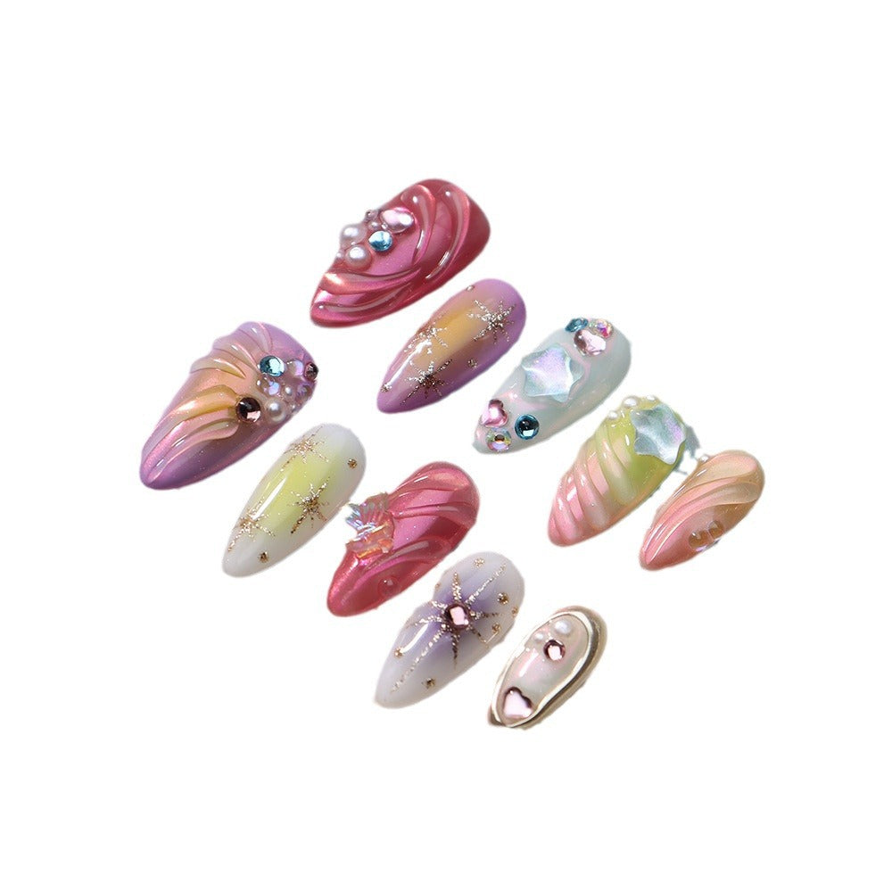 New Nail Beauty Patch Wear Armor Summer Handmade Hot Three-Dimensional Color Marine Detachable UV Nail