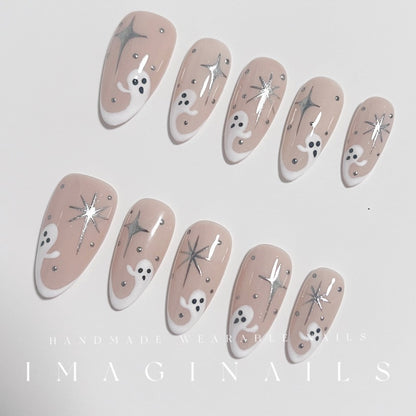 ins Style European and American Halloween New Almond Nail Handmade Wear Nail