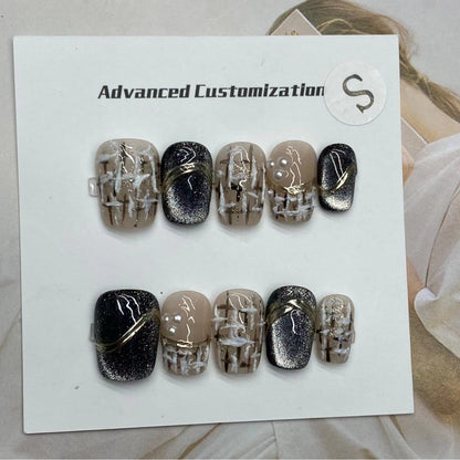 Classic Style White Gentle Manicure Boutique Hand-Painted Handmade Wear Nail Simple and Short Wearable Nail Sticker