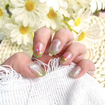 Spring Limited Fresh Hand Painted Tulip Wear Nail Cat Eye Handmade Wear Nail Detachable Manicure Wholesale