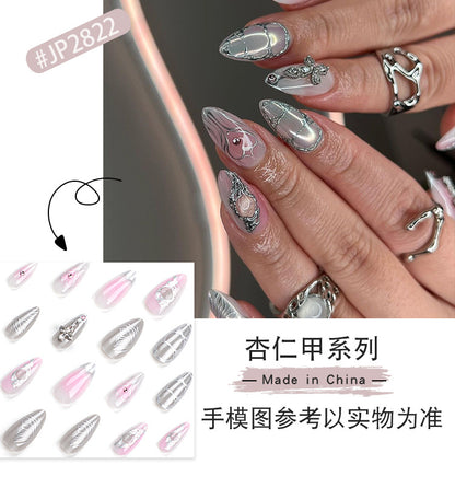 Three-Dimensional Water Drop Feeling Wearing Nail Fake Nails Asterism Love Nail Beauty Pink Blooming Nail Patch Nail Tip Wholesale