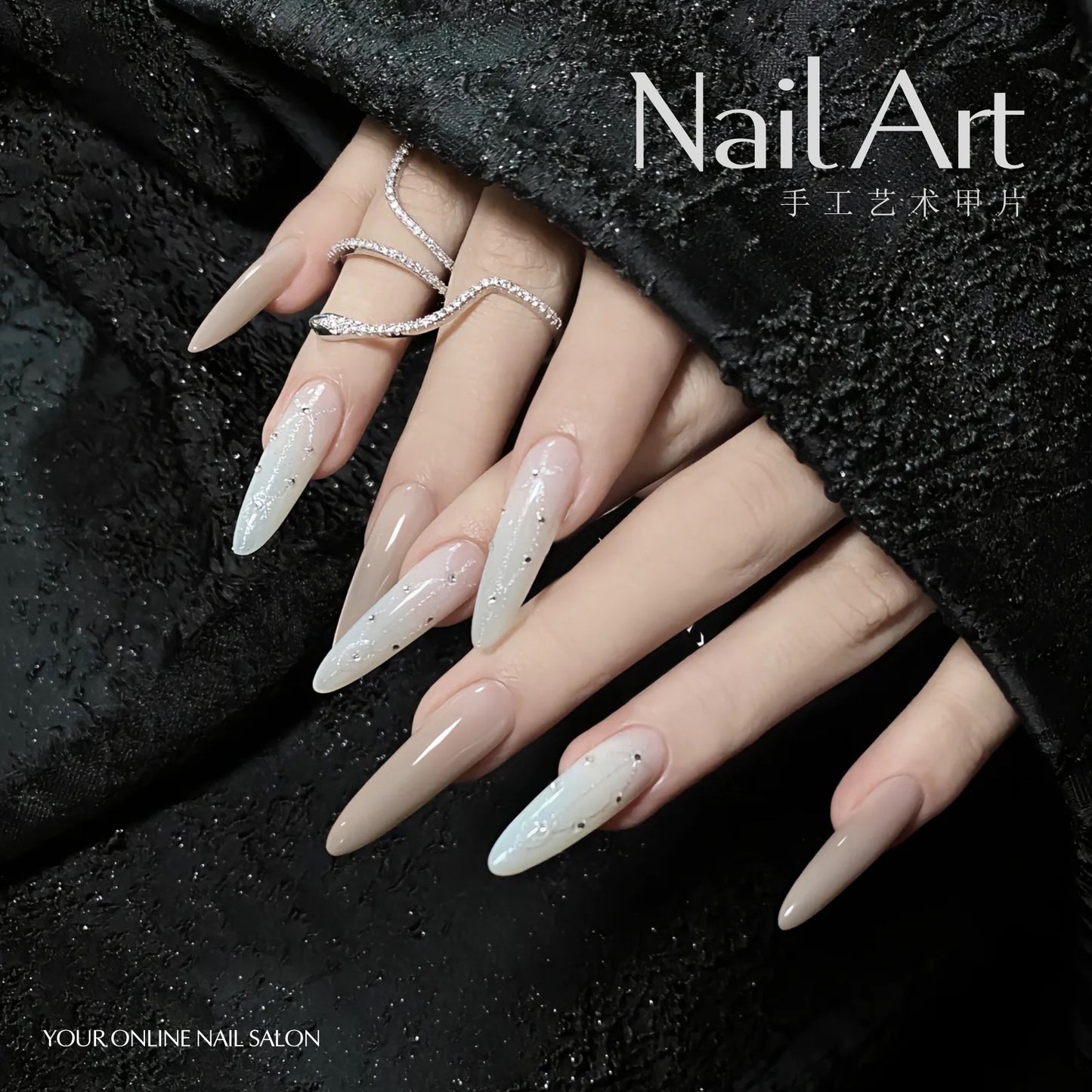 Wear Nail Tip High-Grade Summer Cat's Eye Almond Long Pure Manicure Handmade Fake Nails Wholesale