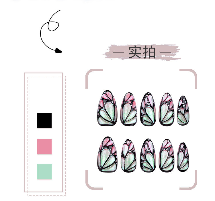 3D Butterfly Wear Nail Color Changing Pearl Powder Gradient Nail Art Fake Nails fake nails Repeat Nail Tip Wholesale