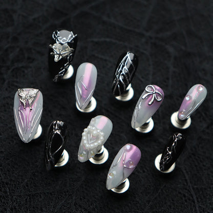 New Nail Beauty Paster Wear Nail Advanced European and American Bow Butterfly Love Gem Pearl Jump Color Blooming Manicure