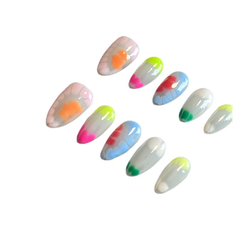 Hot Selling European and American Short Dopamine Almond Nail Pure Hand Wear Nail Nail Piece