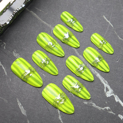 New Nail Beauty Patch Wear Armor Summer ins Wind Niche Advanced Personalized European and American Style Fluorescent Green One Piece Dropshipping