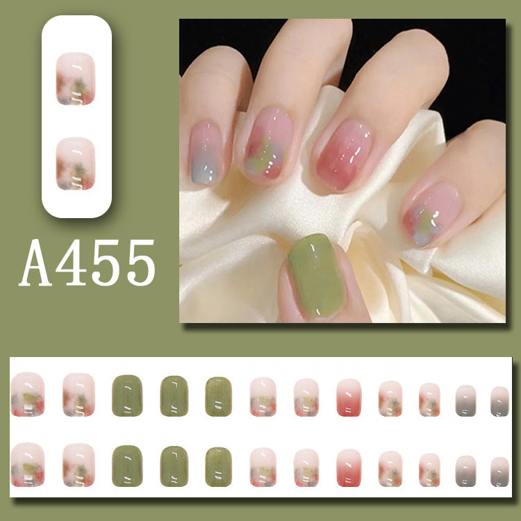 Wear Nail Beauty Nail Piece Sweet Fairy Nail Shaped Piece Cute Girl Pure Desire Blush Nail Ice Transparent New Fake Nails