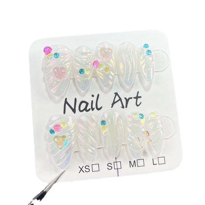 【Dyed Nail】Summer Colorful Candy Europe and America Cross Border Simple Aurora3D Three-Dimensional Relief Hand-Worn Nail Patch