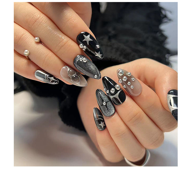 XINGX Pearl Almond Wear Armor Advanced Dark Hot Girl Fake Nails Removable Europe and America Cross Border Nail Tips