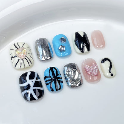 ins Short Style Hand-Painted Armor Hand-Painted Nail Stickers Wearable Nail Sticker Wholesale