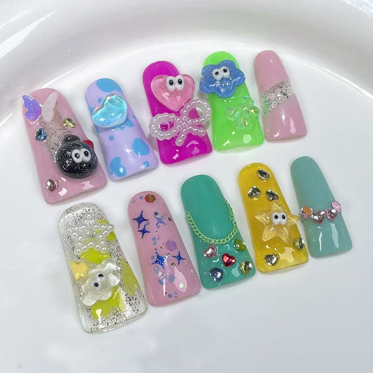 European and American Duckbill Nail Cute Cartoon Dopamine Plastic Style Hand-Worn Nail Wearable Nail Sticker