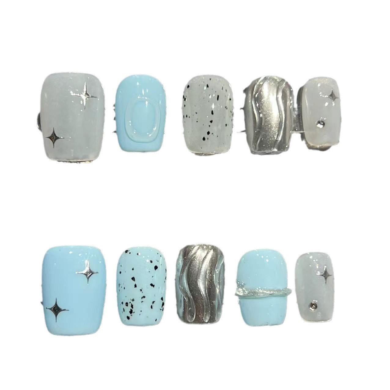 Japanese Style Egg Shell Metal Contrast Color Simple Temperament Summer New Wear Nail Tip Handmade Nail Stickers