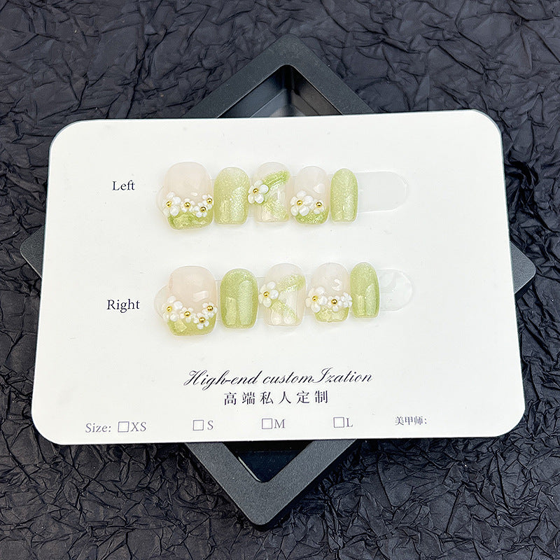 Hand-Worn Armor Short Spring and Summer Comely Five Petal Flower Nail Stickers Reusable Fake Nails