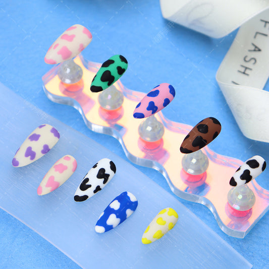 Cross-Border Supply Nail Stickers Summer Dopamine Frosted Advanced Texture Hand Painted Cows Pattern Wear Armor One Piece Dropshipping