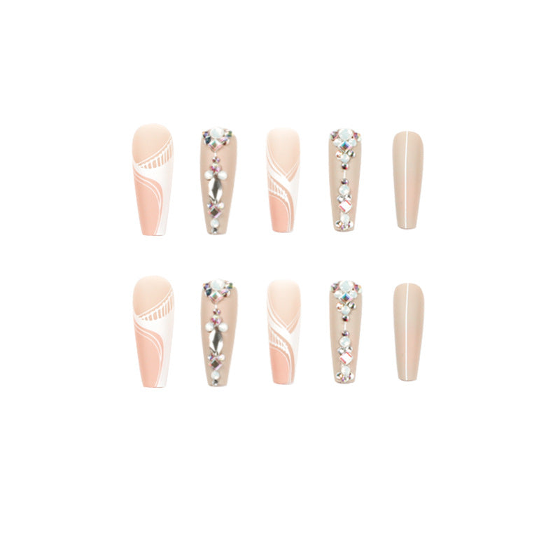 Nail Tips Rhinestone Long Ballet Wear Nail Finished Product Wholesale Long Nail Wear Nail Wholesale Nail Piece nails