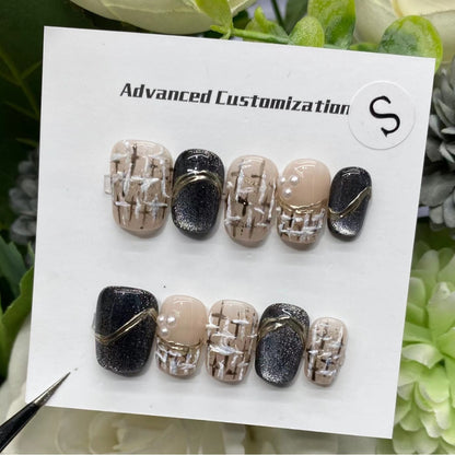 Classic Style White Gentle Manicure Boutique Hand-Painted Handmade Wear Nail Simple and Short Wearable Nail Sticker