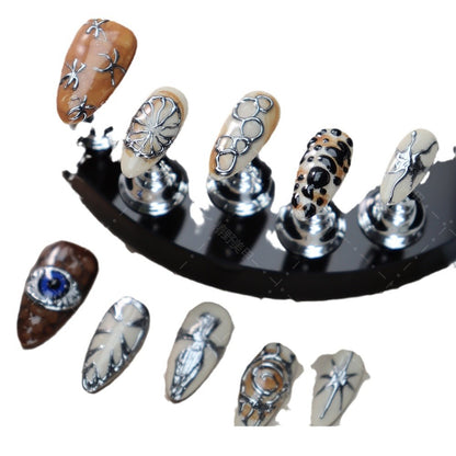 New Nail Stickers Wear Nail Future Mechanical Sense Series Magic Mirror Silver Niche Handmade Wear Nail Cool Hot Girl Manicure