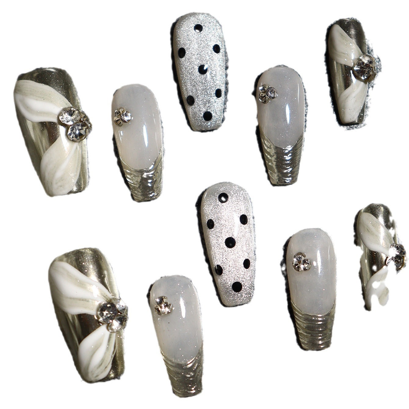 Hepburn Time Light Golden Polka Dot Wear Nail Wedding Affordable Luxury Style Temperament Nail Stickers French Ribbon