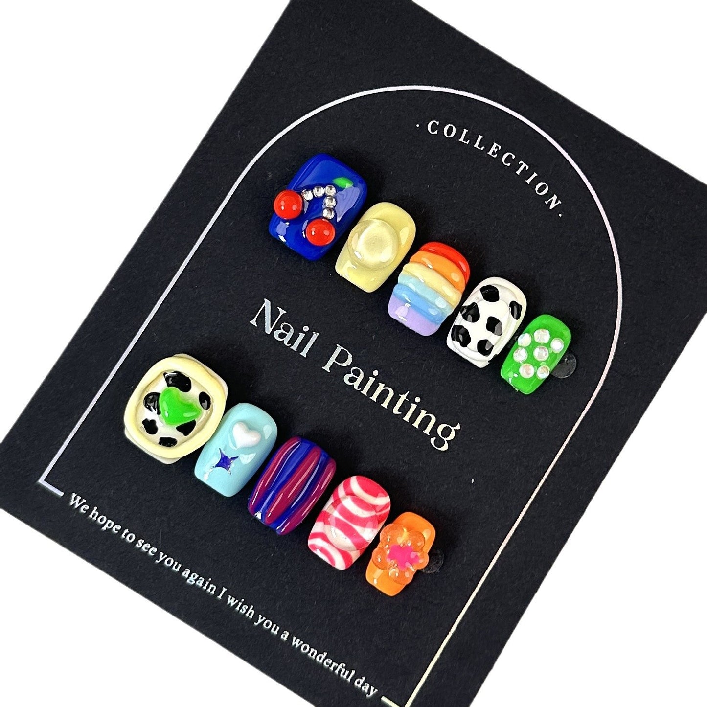 Handmade Pinch Cherry Thai Plastic Style Handmade Wear Nail Nail Stickers Cross-Border Factory Straight Hair High Sense