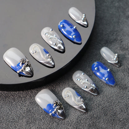 Factory Wear Armor Nail Stickers Metallic y2k Mechanical Feeling Cold Simple Handmade Manicure Replaceable Wearable Nail